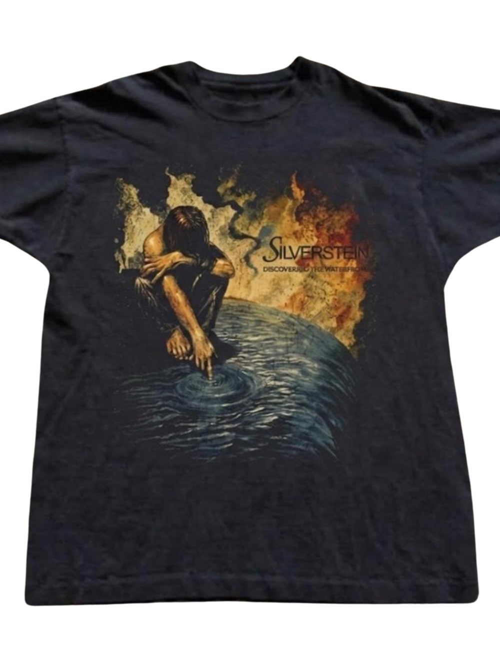 Black Graphic Band Tee - Discovering the Waterfront Artwork, Gift For Her, Him